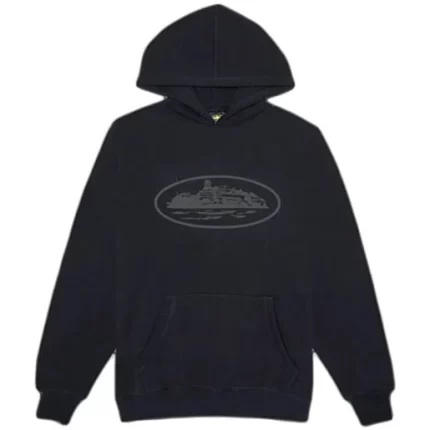 corteiz alcatraz hoodie triple black
