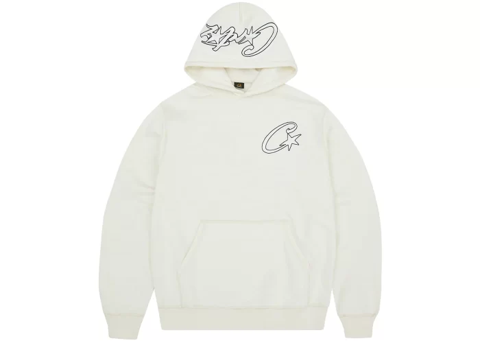 Corteiz Satin C Star Applique Hoodie Off White